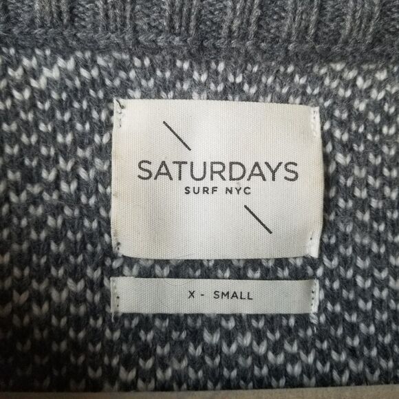 Saturdays Surf NYC Sweater Men's XS Keith Zig Zag Crewneck Wool Blend Retro 80s - Picture 3 of 6